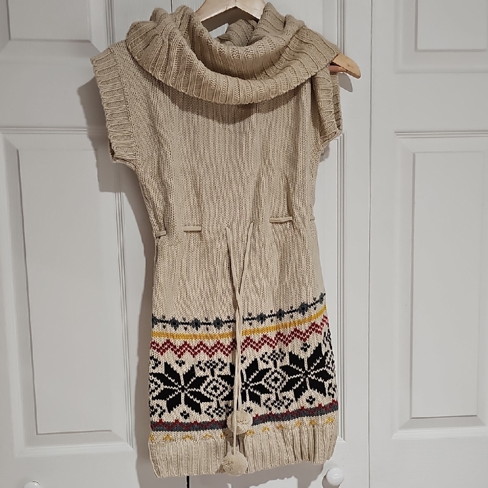 Energie Medium Sleeveless Knit Sweater Dress Cowl Neck Fair Isle NWT
